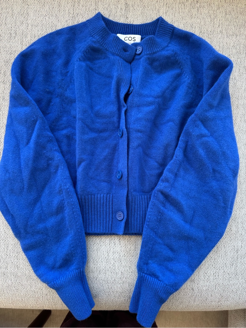 COS Cropped Wool Cardigan - Blue - Picture 4 of 5